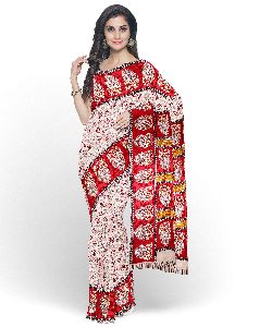 Red Crepe Jacquard Saree