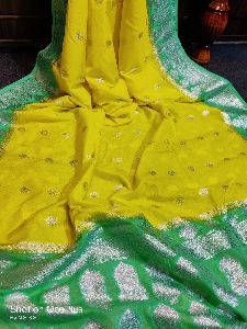 Banarasi handloom Kathan silk silver zari work saree