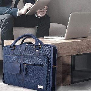 MANOGYA Dark Blue Color 14 Inch Personalized Business Bag