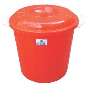 Red Plastic Storage Drum Bucket