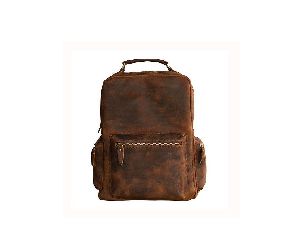 Genuine Vintage Handmade Cosmic Brown Leather Adventure Backpack