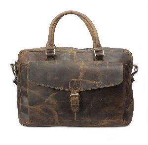 Vintage Designed Brown Leather Buffalo Laptop Bag
