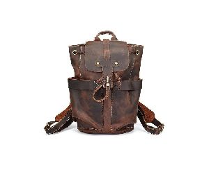 Vintage Leather Duffel Backpack
