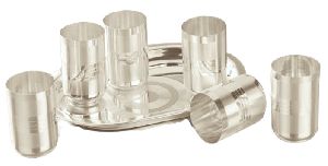 1023 Silver Plated Tray Glass Set
