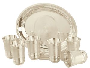 1033 Silver Plated Tray Glass Set