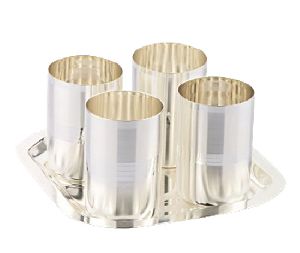 1034 Silver Plated Tray Glass Set