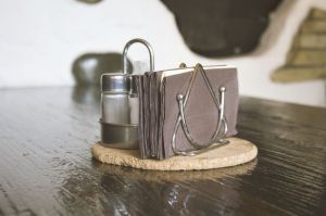 Stainless Steel Napkin Holder With Wooden Stands