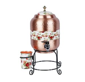 Floral Printed Copper Water Dispenser