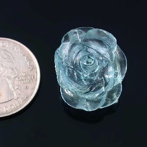100% Natural Aquamarine Rose Design Eye Clean Carving Gemstone