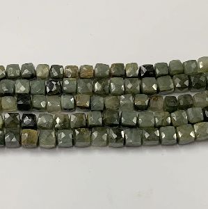 Green Moonstone Faceted 5 To 7 MM Square Shape Stone Beads