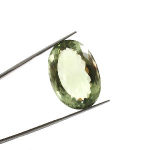 Natural Green Amethyst Faceted Oval Shape Loose Gemstone