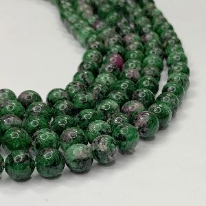 Natural Ruby Zoisite Round Shape 16 Inch Smooth Polish Stone Beads