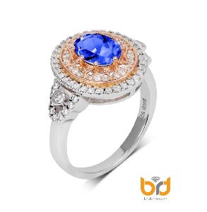 Tanzanite CZ rosegold plated ring in sterling silver