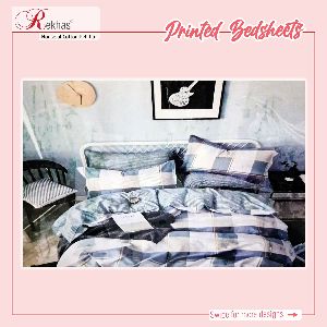 Rekhas Premium 100% Cotton Bedsheet Blue and White color