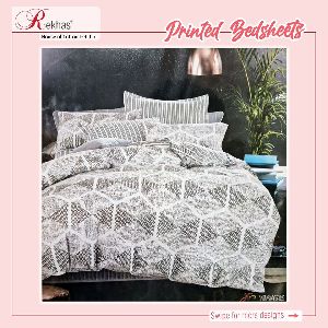 Rekhas Premium 100% Cotton Bedsheet Grey and White color