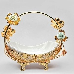 Ceramic Flower Gold Basket