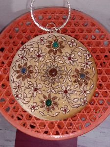 Round Embroidered Clutch Bag