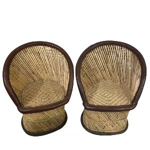 Brown Mudha bamboo chairs set of 2 (xl Size)