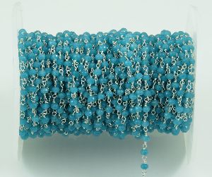 Apatite Crystal 3 MM Beaded Wire Wrapped Rosary Chain