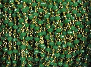 Green Onyx Crystal Beaded 3mm Rosary Chain