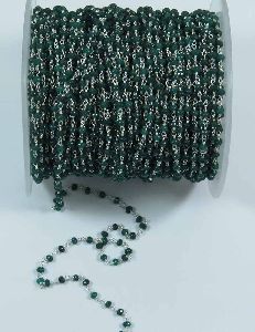 Jade Emerald 3 MM Wire Wrapped Beaded Rosary Chain
