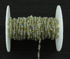 Labradorite 3 mm Beaded Wire Wrapped Chain