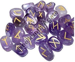 Natural Polished Amethyst Rune Agate Stone, For Jewellery Use, Size : 0-25mm, 25-50mm, 50-100mm