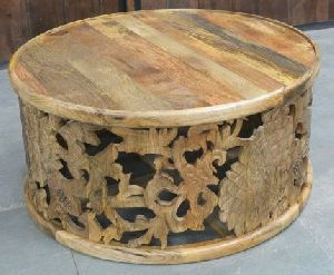 Mango Wood Carved Coffee Table