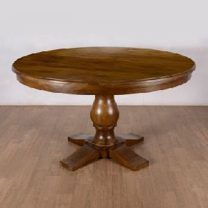 Teak Wood Single Pedestal Table