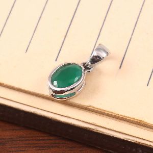 925 Silver Sterling Necklace, Green Onyx Pendant, Thanksgiving, Birthstone Necklace, Christmas Gift
