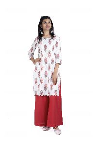 Ladies Printed Kurta Palazzo Set