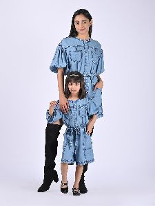 Mother and Daughter all Day Long Washed Playsuit