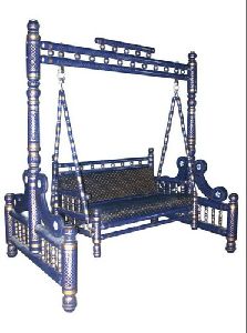 2 Seater Blue Wooden Swing