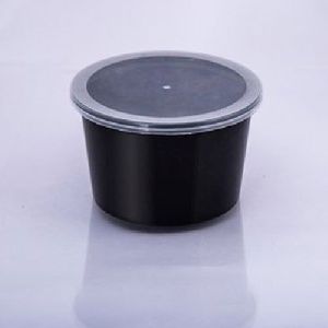 500 ml Black Plastic Round Container