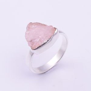 Morganite Birth Stone Raw Gemstone 925 Sterling Silver Ring Manufacturer