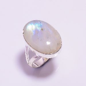 Polished Rainbow Moonstone Silver Ring, Feature : Durable, Fine Finishing, Good Quality, Light Weight