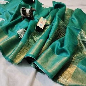 Munga tussar silk Embroidery Sarees