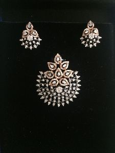 Real Stylish Designer Diamond Pendant Set