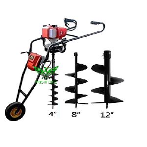 Hand Push Foldable Earth Auger Trolley 82cc With 12 Inch Auger Bit - Krishitool.in