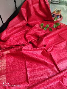heavy quality tasar ghicha zari silk handwoven blouse pcs saree