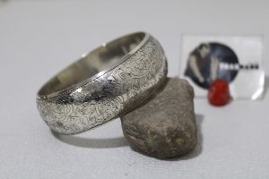 floral etching silver brass bangle