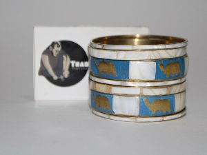 Mother Of Pearl Inlay Bangle Set Chuda Set Mop Inlay Brass Bangle Set From Tradnary