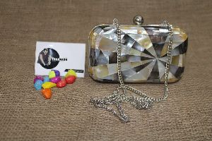 Mother Of Pearl Inlay Clutch Hand Bag From Tradnary