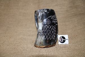 wolf carved viking horn mug