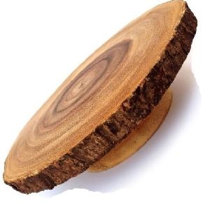 natural round wooden cake stand