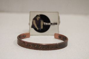 dark floral design magnetic copper cuff bracelet