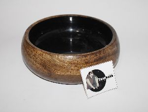 enamel coated wooden dog food bowl