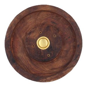 Solid & Hard Wood Incense Holder & Burner In Platter Shape From Tradnary