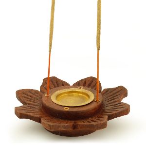 flower shape carved incense platter cone burner