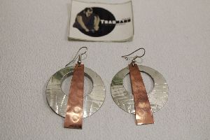phi shape silver copper color earrings